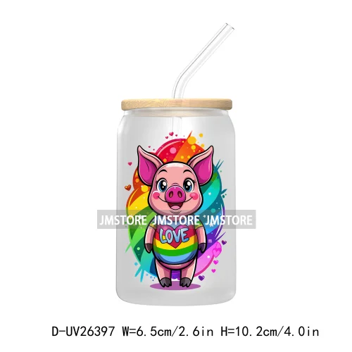 Pride Love Rainbow Heart UV DTF Transfer Stickers Decals For Libbey Cold Cups Mugs Durable Waterproof Custom Logo Label Best Gay