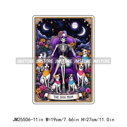 New Drama Queen Teacher Reader Smoker Flower Skull Humor Gothic Tarot Card DTF Iron On Heat Press Transfer Stickers For Clothing