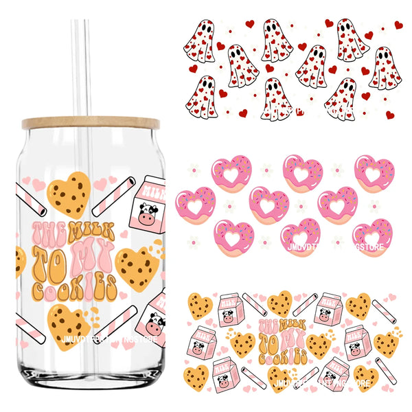 The Milk To My Cookies Meixcan Valentines UV DTF Sticker For 16OZ Libbey Glass Cup Can Wrap Transfer Stickers Custom DIY Logo