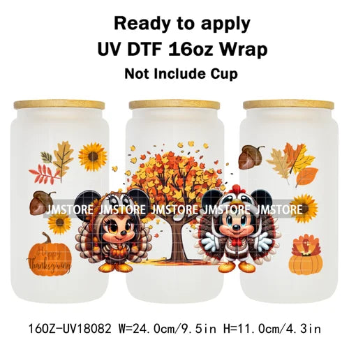 Halloween Pumpkin Spice Magical Cartoon 16OZ UV DTF Cup Wraps Ready To Apply Waterproof Transfer Stickers For Libbey Glass Can
