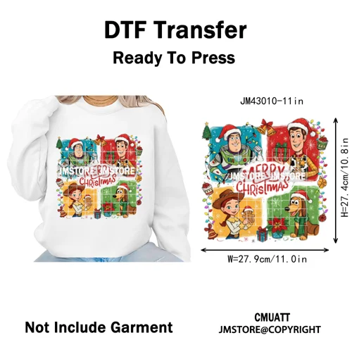 Girly Coquette Merry Christmas Ginger Cartoon Cozy Jolly Season Iron on DTF Heat Transfers Stickers Ready to Press for Clothing