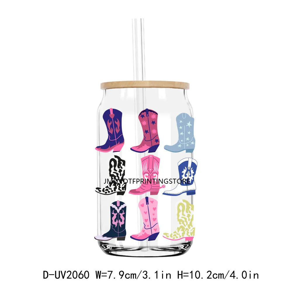 Cow Girls Boots And Sunflowers UV DTF Transfers Stickers Decals For Libbey Cold Cups Mugs Tumbler Waterproof DIY Craft