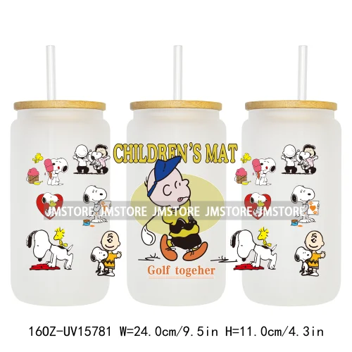 Retro Puppy Cartoon Best Friends 16OZ UV DTF Cup Wraps Ready To Apply Waterproof Transfer Stickers For Libbey Glass Can Tumbler