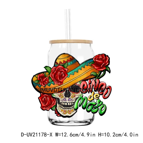 Mecican Cinco De Mayo Sombrero Hat UV DTF Transfers Stickers Decals For Libbey Cold Cups Mugs Tumbler Waterproof DIY Logo Latina