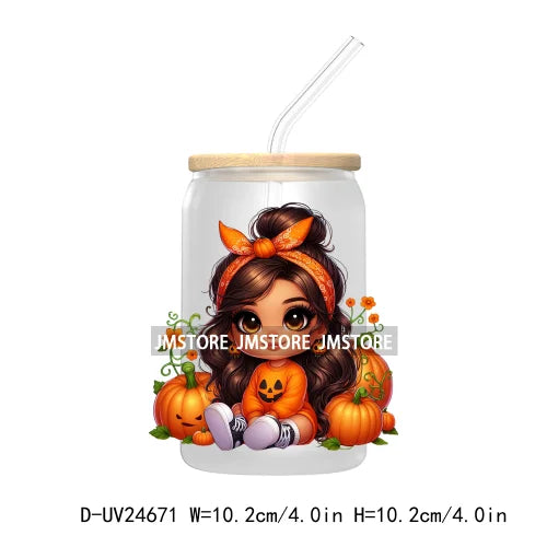 Halloween Latina Princess UV DTF Transfer Stickers Decals For Libbey Cold Cups Mugs Tumbler Custom Waterproof DIY Labels Pumpkin