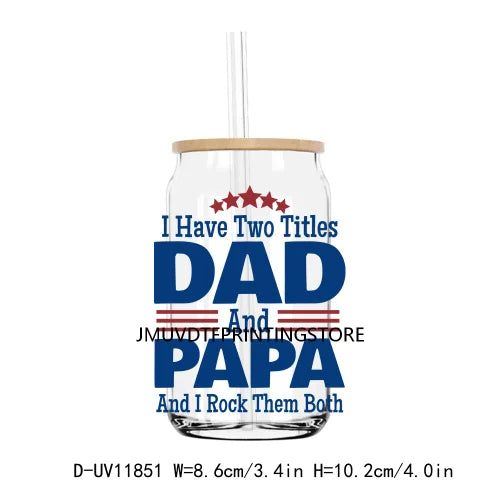 Father's Day UV DTF Transfers Stickers Decals For Libbey Cold Cups Mugs Tumbler Waterproof DIY Logo Cool Grandpa Papa Dad Gift