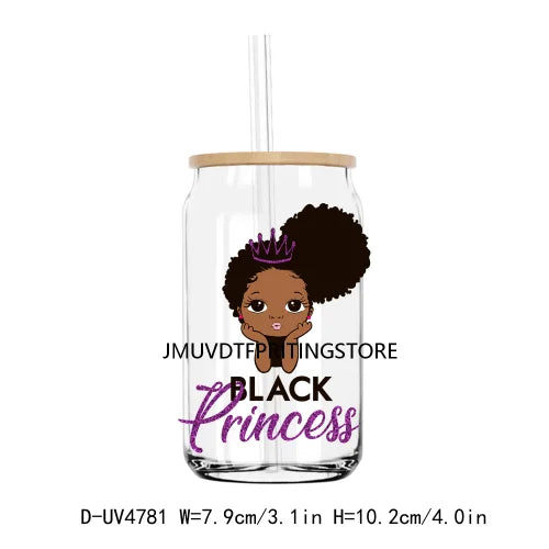 God Says I Am Black Queen Princess UV DTF Transfer Sticker Decal For Libbey Cold Cups Mugs Tumbler Waterproof DIY Logo Afro Girl