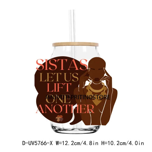 Hustle African American Women Man UV DTF Transfer Stickers Decal For Libbey Cold Cups Mug Tumbler Waterproof DIY Logo Black Lady