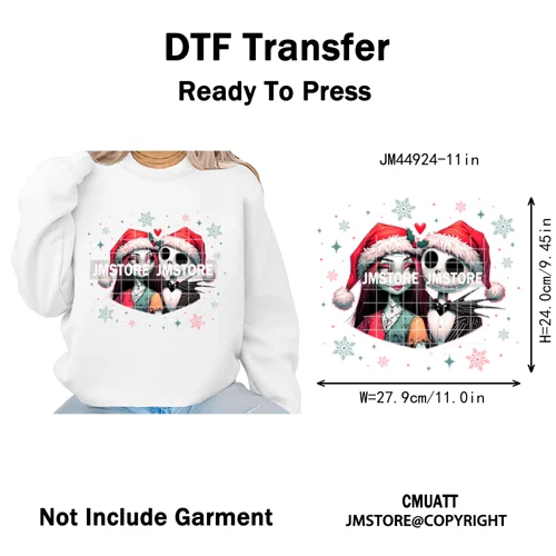 Cartoon Movie Friends Coquette Merry Christmas Sandy Claws Iron on Washable DTF Heat Transfer Sticker Ready to Press for Hoodies
