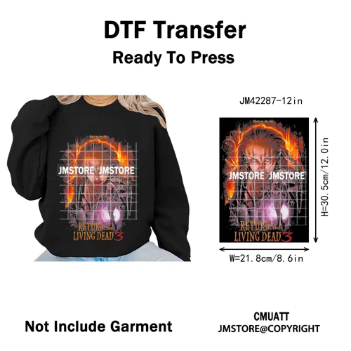 Horror Characters Halftone Movie Shows Scary Halloween Vibes Iron on DTF Washable Transfers Stickers Ready to Press for Clothing