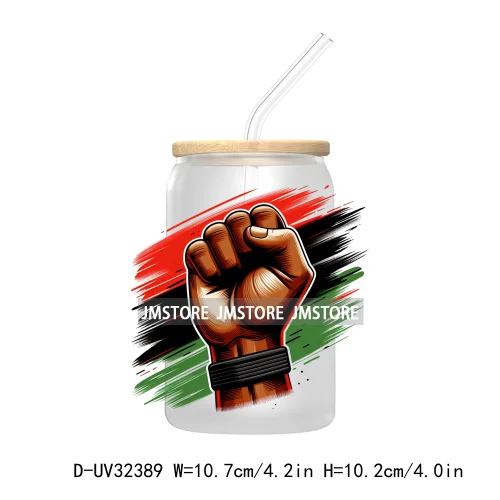 Big Black History Energy Proud Afro Girls Juneteenth UV DTF Transfer Stickers Decals For Libbey Cold Cups Mugs Tumbler Labels