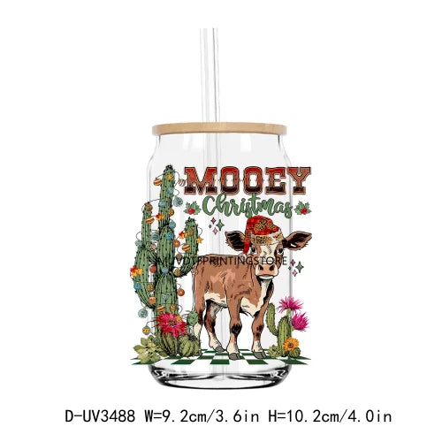 Western Howdy Christmas Festivals UV DTF Transfers Stickers Decals For Libbey Cold Cups Mugs Tumbler Waterproof DIY Logo