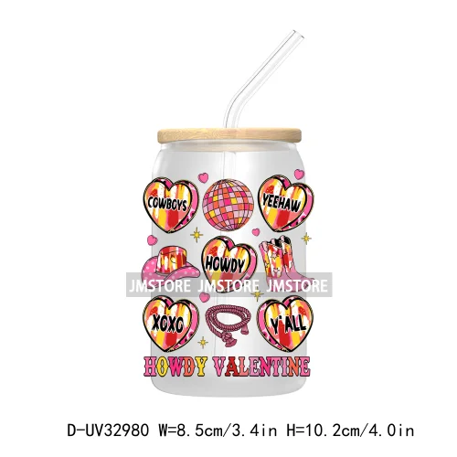 Coquette Valentine Heart Love XOXO Valentine's Day UV DTF Transfer Stickers Decals For Libbey Cold Cups Mugs Tumbler Waterproof