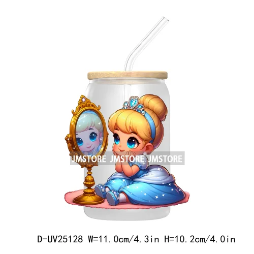 Cute Cartoon Princess Mermaid UV DTF Transfer Stickers Decals For Libbey Cold Cups Mugs Durable Waterproof Custom Logo Labels