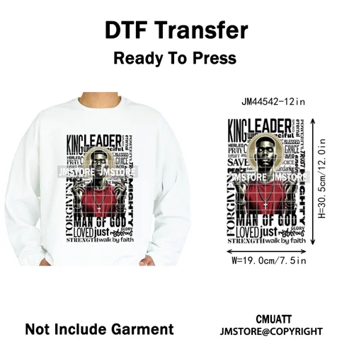 Bible Inspirational Quotes Black Prayer Men of God Religious Iron on Washable DTF Transfers Stickers Ready to Press for Textiles