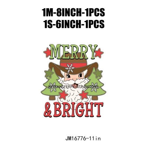 Farm Fresh Christmas Tree Santa Bring Coffee Design Merry Bright Jingle Bell Rockin Christmas Season DTF Heat Transfers Stickers