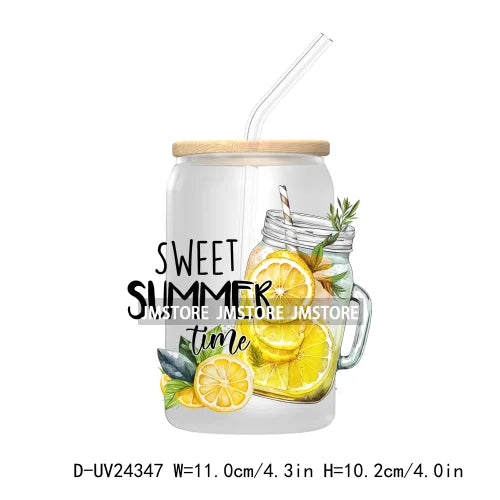 Sweet Summer Time UV DTF Transfer Sticker Decals For Libbey Glass Cold Cups Mugs Tumbler Custom Waterproof DIY Labels Watermelon