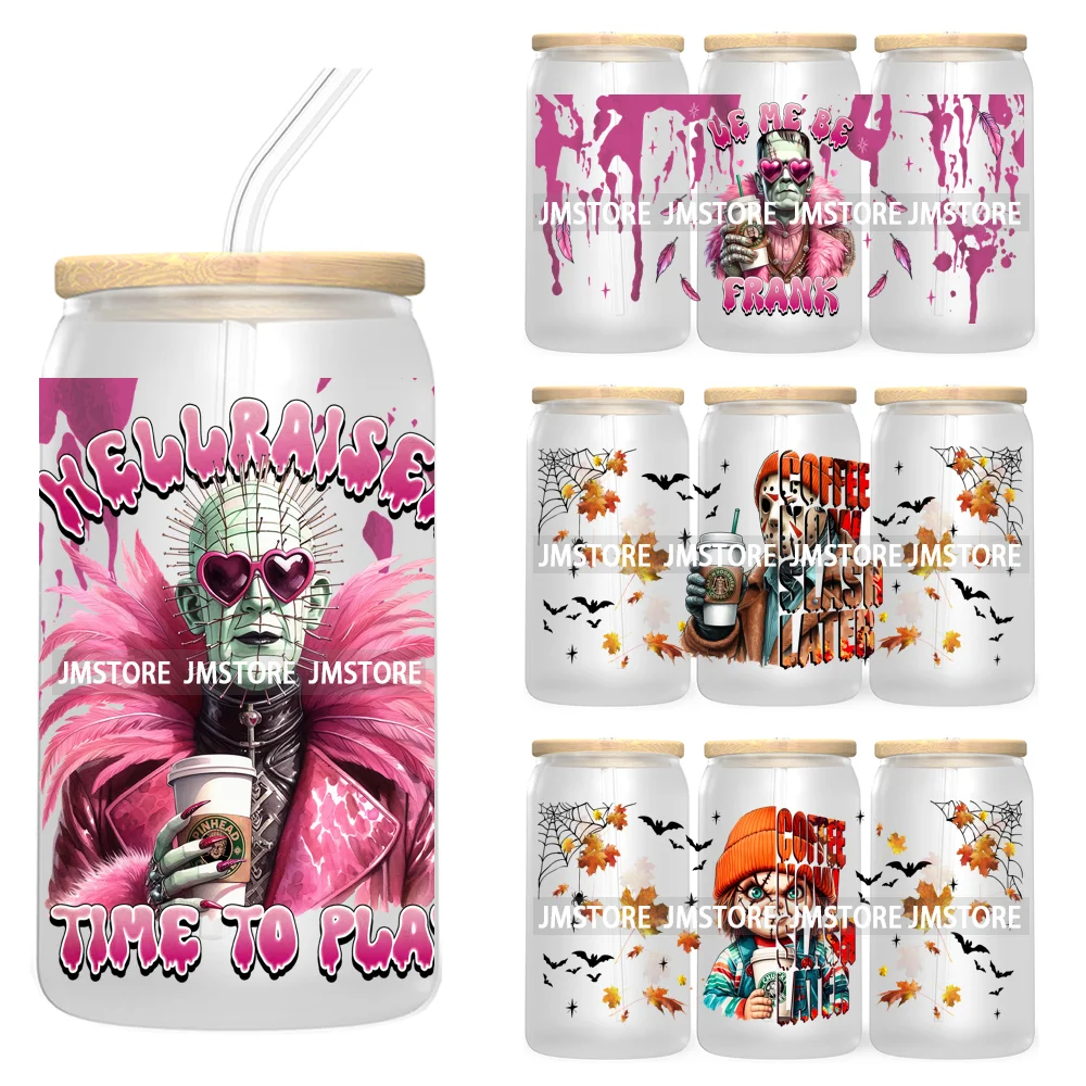 Trendy Horror Movies Character 16OZ UV Cup Wrap DTF Transfer Stickers For Libbey Glass Can Cups Tumbler Coffee Now Slash Later