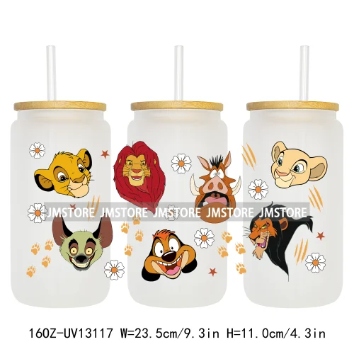 Cartoon Lion Magic King UV DTF Wraps Transfer Sticker Selfadhesive Waterproof High Quality For 16OZ Libbey Glass Can Tumbler