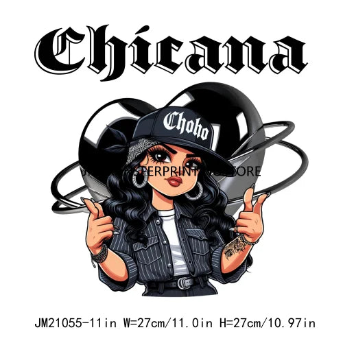 Chicana Religiosa Rose Gold Chola Chingona Bendecida Designs In My Coquette Era Homegirls DTF Transfer Stickers For Hoodies Bags