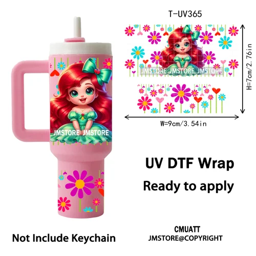 Baby Princess Butterfly Coquette Bow UV DTF Mini Tumbler Keychain Wraps Ready To Apply Transfer Stickers Prints Waterproof Decal