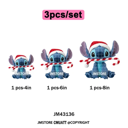 Faux Yarn Very Merry Christmas Mouse Friends Cartoon Santa Iron on Washable DTF Transfers Stickers Ready to Press for Clothing