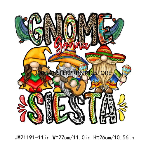 New Let's Fiesta Mexican Happy Cinco De Mayo Iron On DTF Stickers Sombrero Hat Cactus Fiesta Squad Transfer Printing For Hoodies