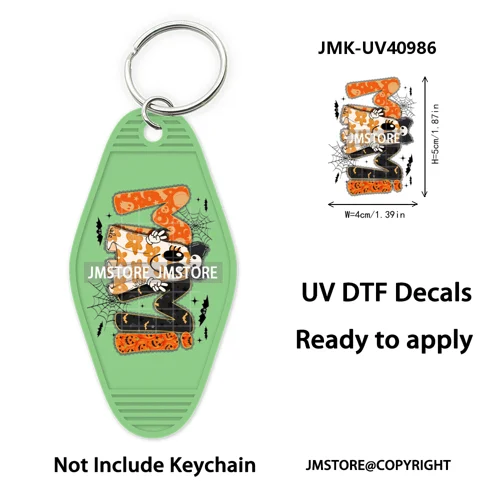 Mama Mini Halloween Spooky Ghosts UV DTF Motel Keychain Decal Ready To Ship Durable Transfer Stickers Prints For Hotel Keychain