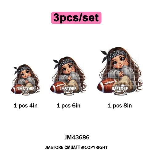 Latina Football Mexican Baby Girls Sports Lover Game Day Iron on Washable DTF Heat Transfers Stickers Ready to Press for Hoodies