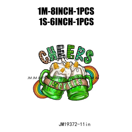 Cheers Lucky Beer Crush Shamrocks Dog Mom Dental Squad Howdy Lucky Irish Day St Patrick's DTF Transfer Stickers Decals For Shirt