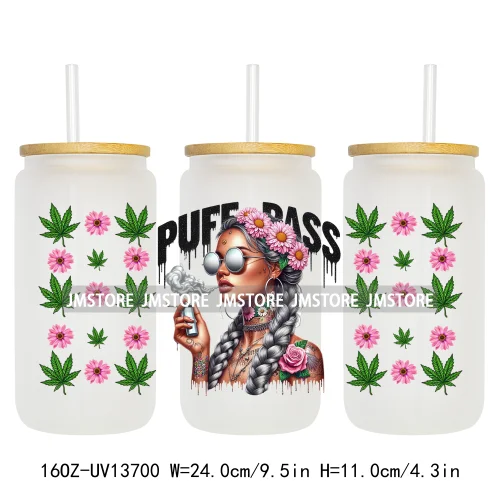 420 Smoker Afro Black Girl UV DTF Stickers Ready to Transfer Cup Wrap Custom Labels DIY Craft For Libbey Can Glass Tumblers Mugs