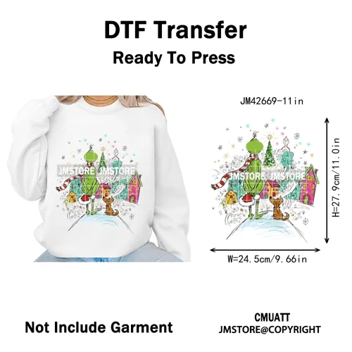 Magical Cartoon Girly Christmas Season Coquette Xmas Holiday Iron on DTF Washable Transfers Stickers Ready to Press for Textiles