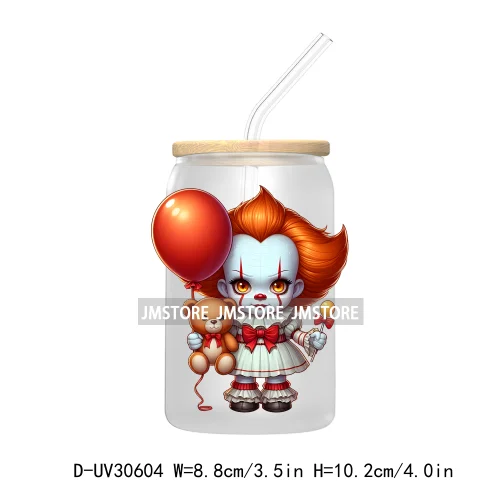 Horror Halloween Baby Girl Movie Killer UV DTF Transfer Sticker Decals For Libbey Cold Cup Mug Tumbler High Quality Cartoon Bear