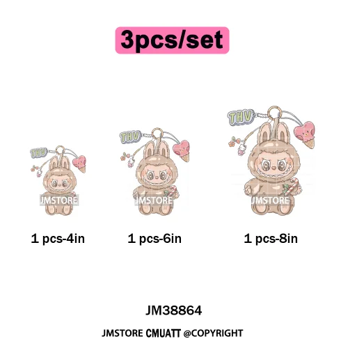 Cartoon Princess Girly Flowers Checkered Doll Characters Iron on DTF Washable Heat Transfer Stickers Ready to Press for Clothing