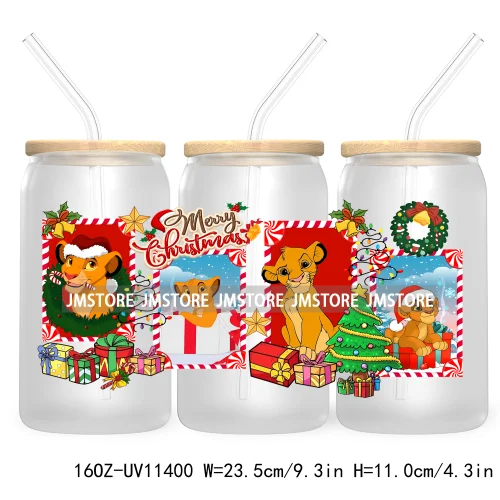 Christmas Cartoon Friends Holiday Season 16OZ UV Cup Wrap DTF Transfer Stickers For Libbey Glass Can Cup Tumbler Waterproof Logo