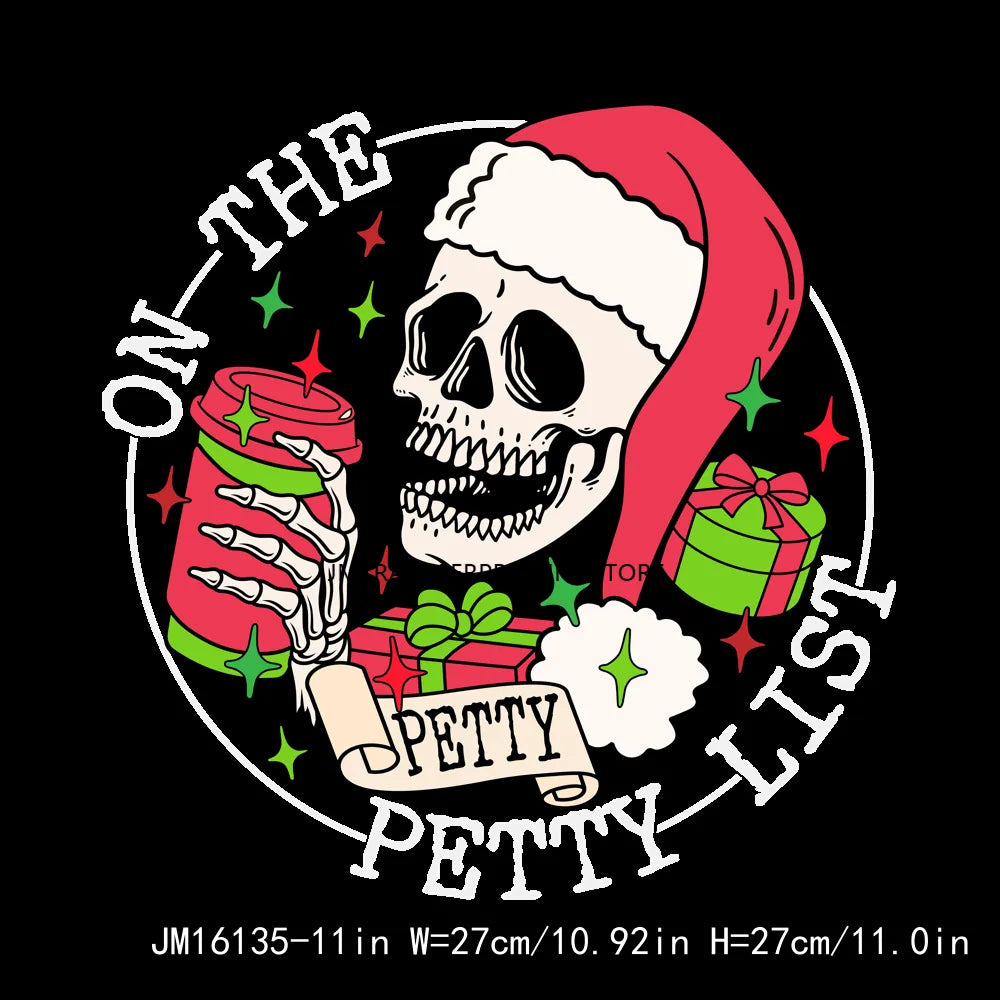 Ho Santa Jolly Moms Club Patch Christmas Calories Don't Count Logo Feelin' Festive On Petty List Transfer Sticker For Clothes