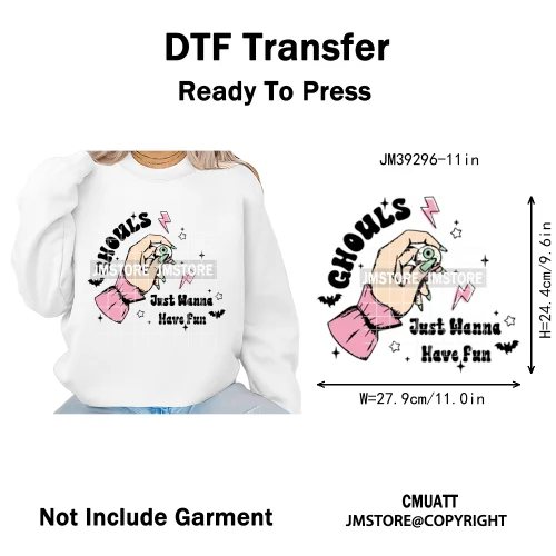 Ghost Spooky Mama Season Trick or Treat Coquette Bow Halloween Iron on DTF Washable Transfer Sticker Ready to Press for Clothing