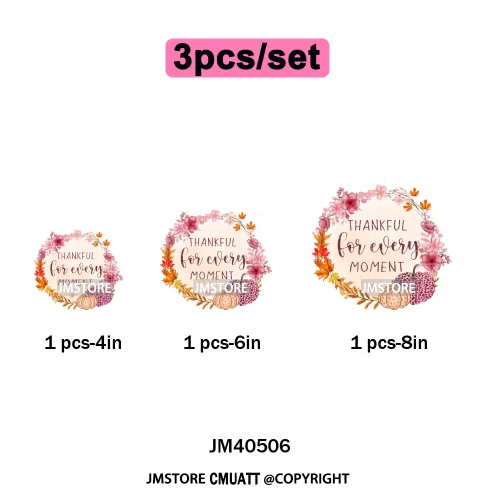 Pink Happy Fall Season Harvest Blessings Pumpkin Autumn Vibes Iron on DTF Washable Transfers Stickers Ready to Press for Hoodies