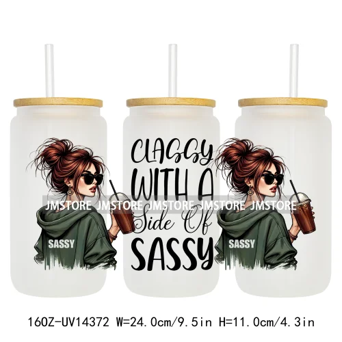 Fashion Girls Coffee Lover UV DTF Wraps Transfer Sticker Selfadhesive Waterproof High Quality For 16OZ Libbey Glass Can Tumbler