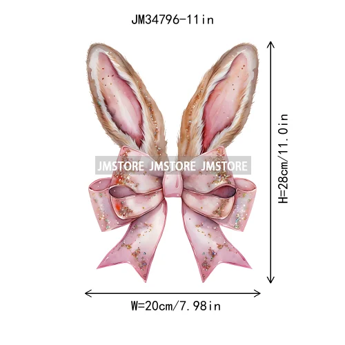 Cute Blowing Bubble Bunny Coquette Preppy Easter Eggs Carrot Iron On DTF Heat Transfer Stickers Ready To Press For T-shirts Bags