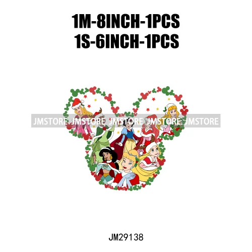 Cartoon Princess Jolly Tis The Season Christmas Party Best Day Ever Iron On DTF Transfers Stickers Ready To Press For T-shirts