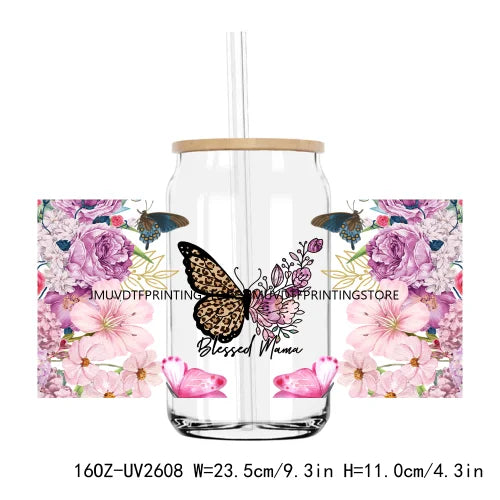 Thankful Mama With Sunflowers 16OZ UV DTF Cup Wrap Transfers Stickers Custom Labels DIY Waterproof Logo For Libbey Glass Can