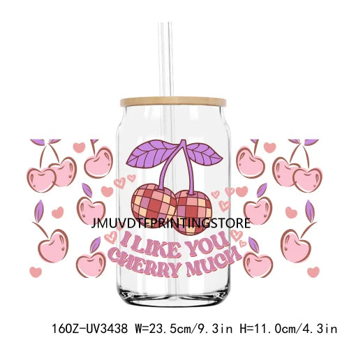 Love More Worry Less UV DTF Sticker For 16OZ Libbey Glass Cup Can Wrap Transfer Sticker Custom Labels DIY Logo XOXO Valentines