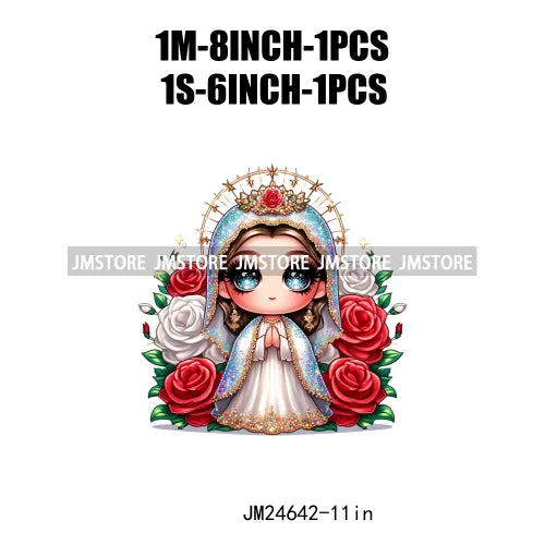 Diamond Our Lady Of Guadalupe Virgin Mary Western Mother Of God Praying Iron On DTF Heat Press Transfers Stickers For Clothing