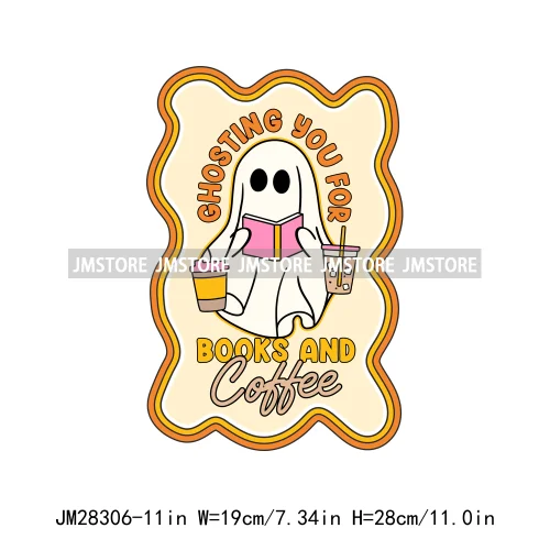 Howdy Halloween Spooky Book Lover Club Boo Jee Designs Ghosting You For Books Coffee Iron On DTF Transfers Stickers For Hoodies