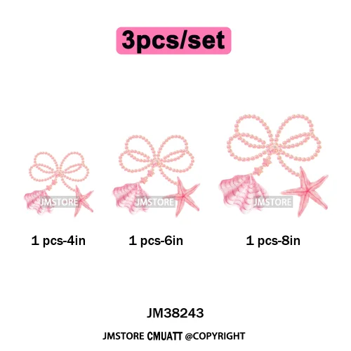 Seashell Sweet Summer Salty Soul Preppy Coastal Coquette Floral Vibes Iron on DTF Transfers Stickers Ready to Press for T-shirts