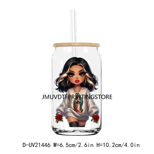 Chibi Cute Chicana Woman UV DTF Transfers Stickers Decals For Libbey Cold Cups Mugs Tumbler Waterproof DIY Logo Mexican Girls