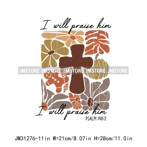 Give Thanks To The Lord Thanksgiving Bible Verse Jesus Fall Pumpkin Coquette Season Iron On DTF Transfers Stickers For Clothing