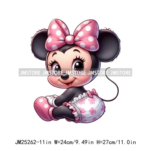 Cartoon Animal Sport Cheer Thermal Designs Baby Pink Mouse Iron On DTF Heat Press Transfers Stickers Ready To Press For Clothes