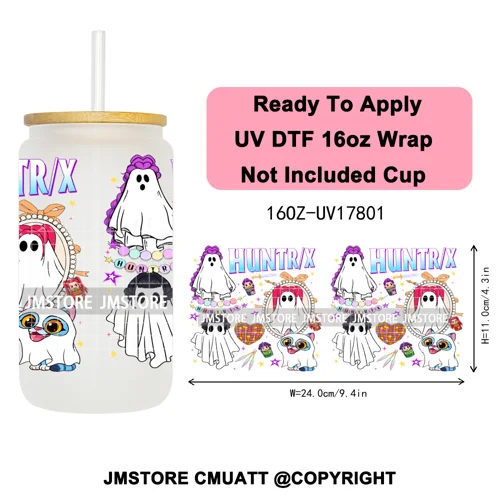 Kpop Halloween Spooky Ghosts Anime Lover 16OZ UV DTF Cup Wraps Ready To Apply Waterproof Transfer Stickers For Libbey Glass Can
